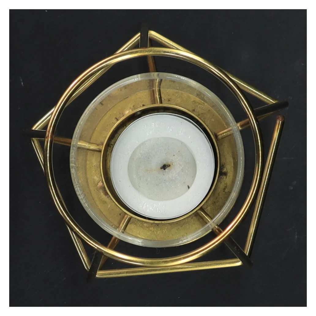 Moderne lysestage i metal og glas (str. 10,5 cm)