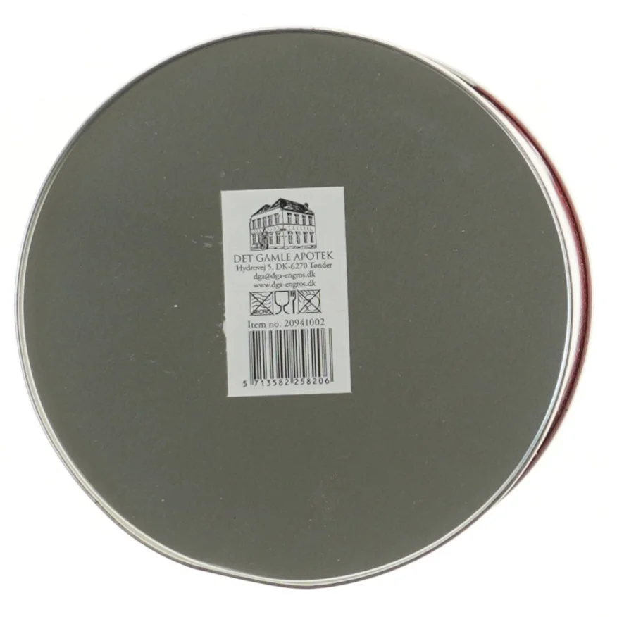 Julekagedåse i metal fra Det Gamle Apotek (str. 25,5 cm)