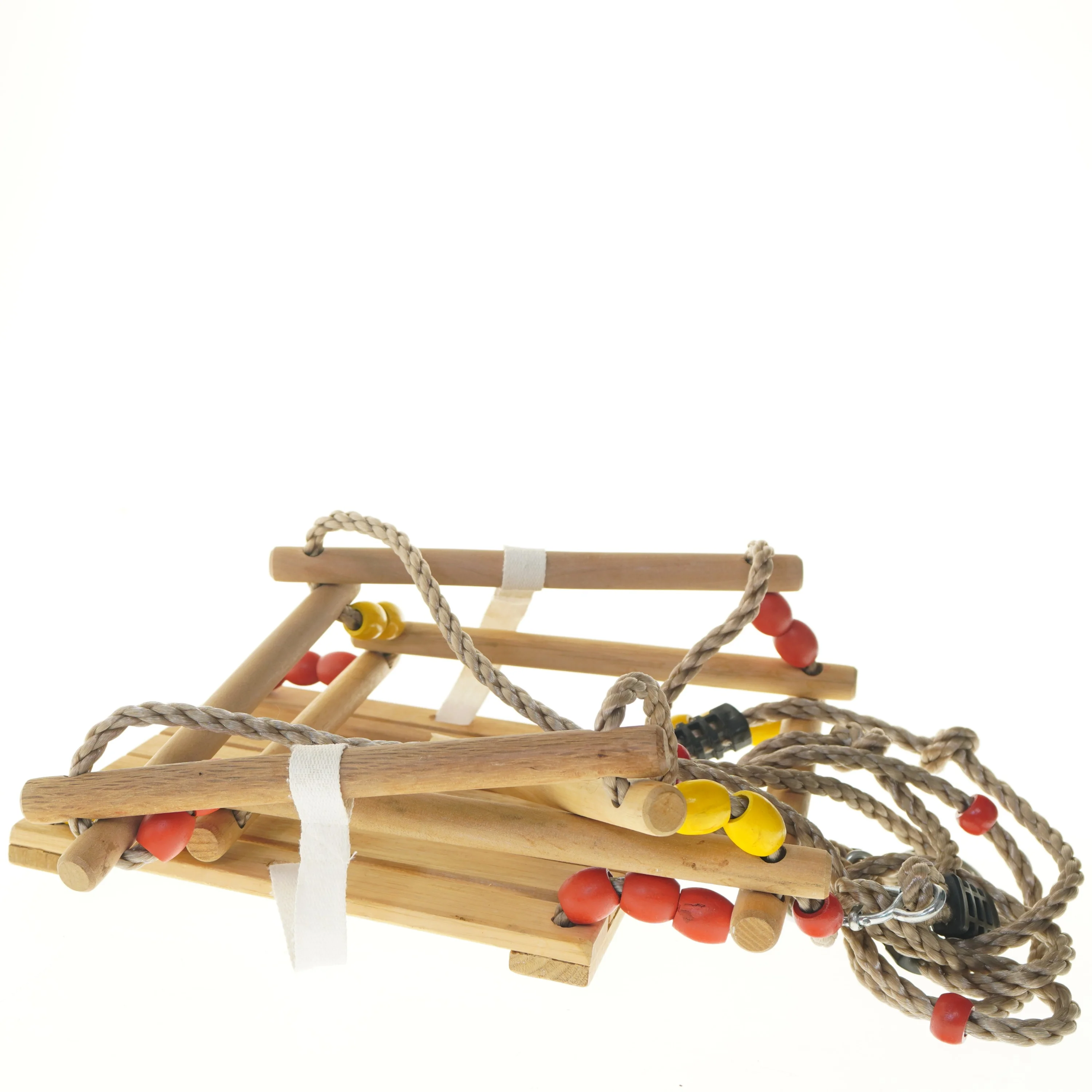 Retro baby gynge med reb og perler (str. 30x30 cm)