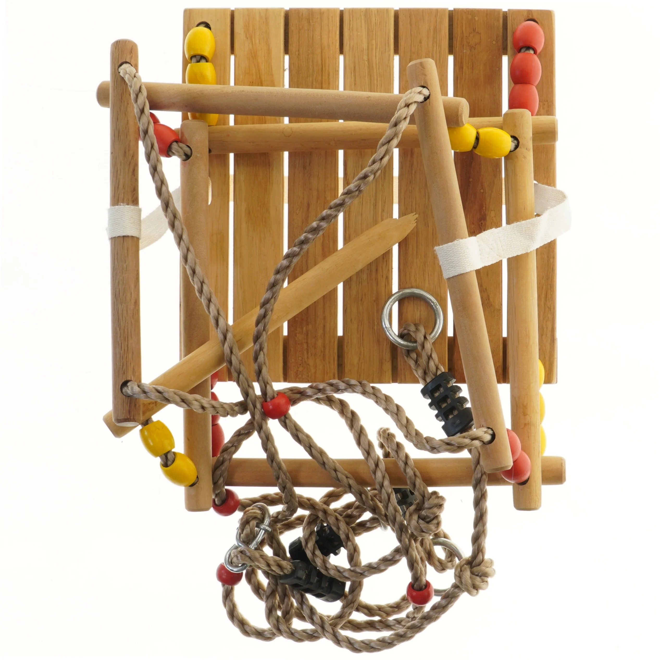 Retro baby gynge med reb og perler (str. 30x30 cm)
