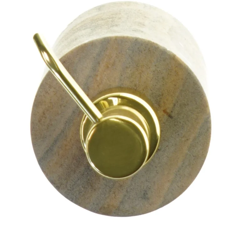 Sæbedispenser i marmor med guldfarvet pumpe (str. H. 18 cm)