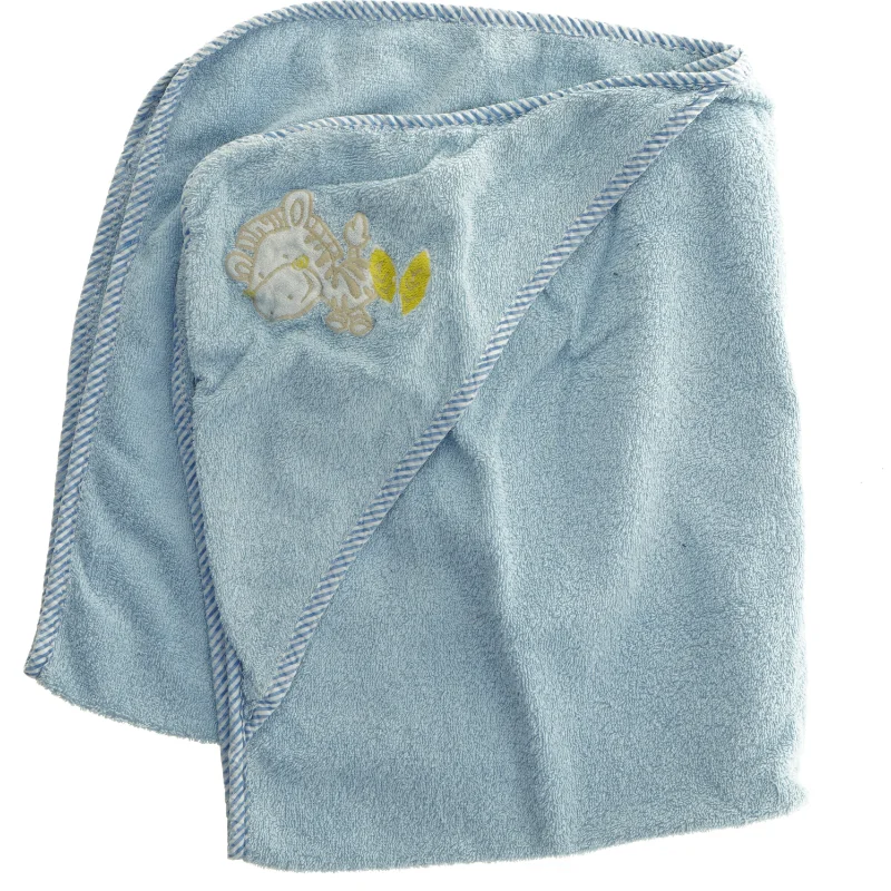 Blåt badehåndklæde til baby (str. 75 x 70 cm)