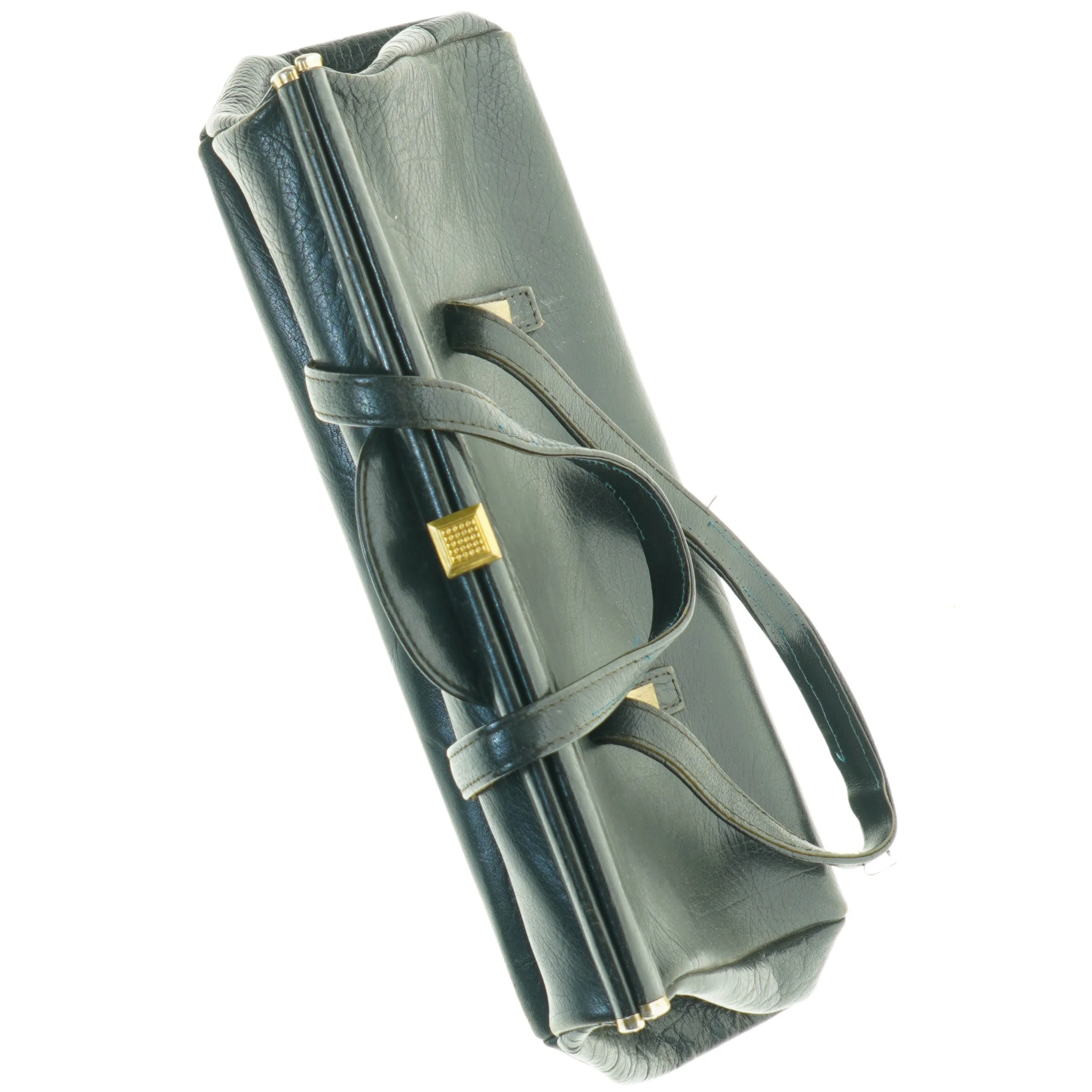 Vintage sort håndtaske i læder (str. 36 x 12 cm)