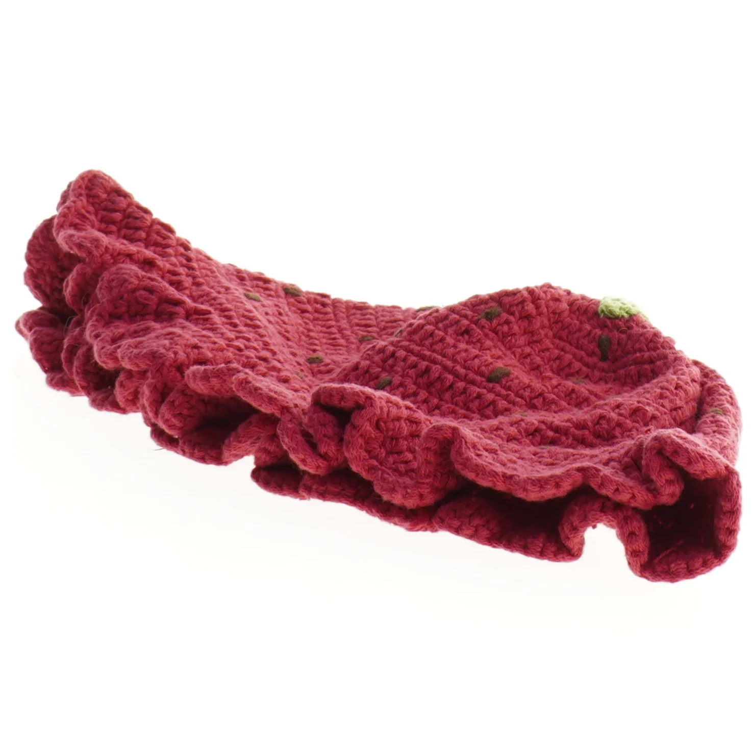 Hæklet jordbær hue fra Gymboree (str. 18 til 24 mdr)