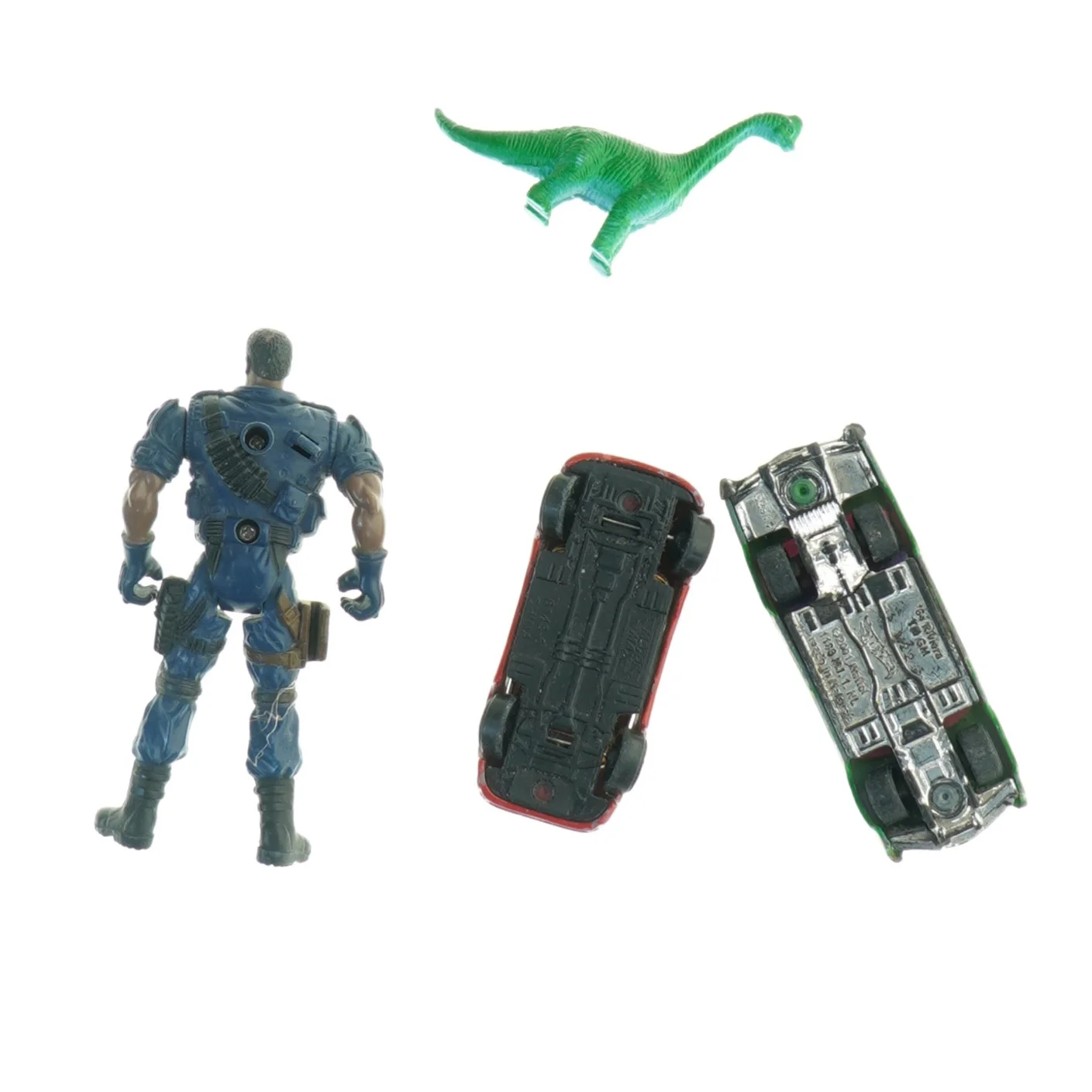 Legetøjsbiler og actionfigur (str. 10 x 5 cm til 7 x, 2 cm)