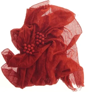 Rød tørklæde med dekoration (str. 54x200 cm)