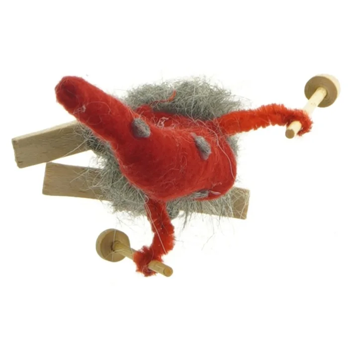 Håndlavet nissefigur på ski (str. 12 cm)