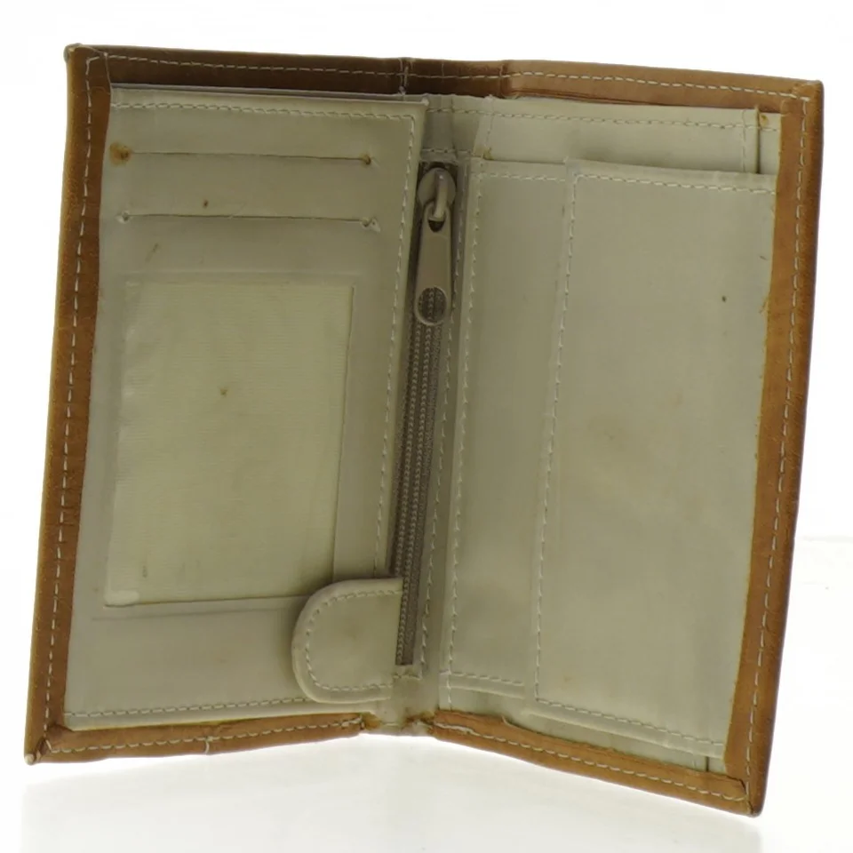 Brun læderpung (str. 13,5 x 10 cm)