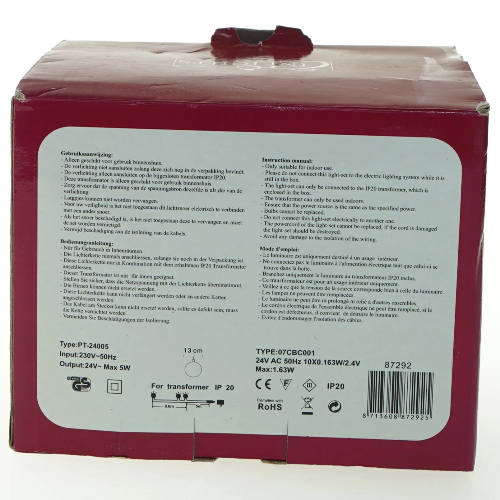 Indendørs juletræsbelysning (str. Ø. 12 cm)