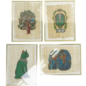 Indrammede papyrusmalerier (str. 24 x 18 x 1 cm)