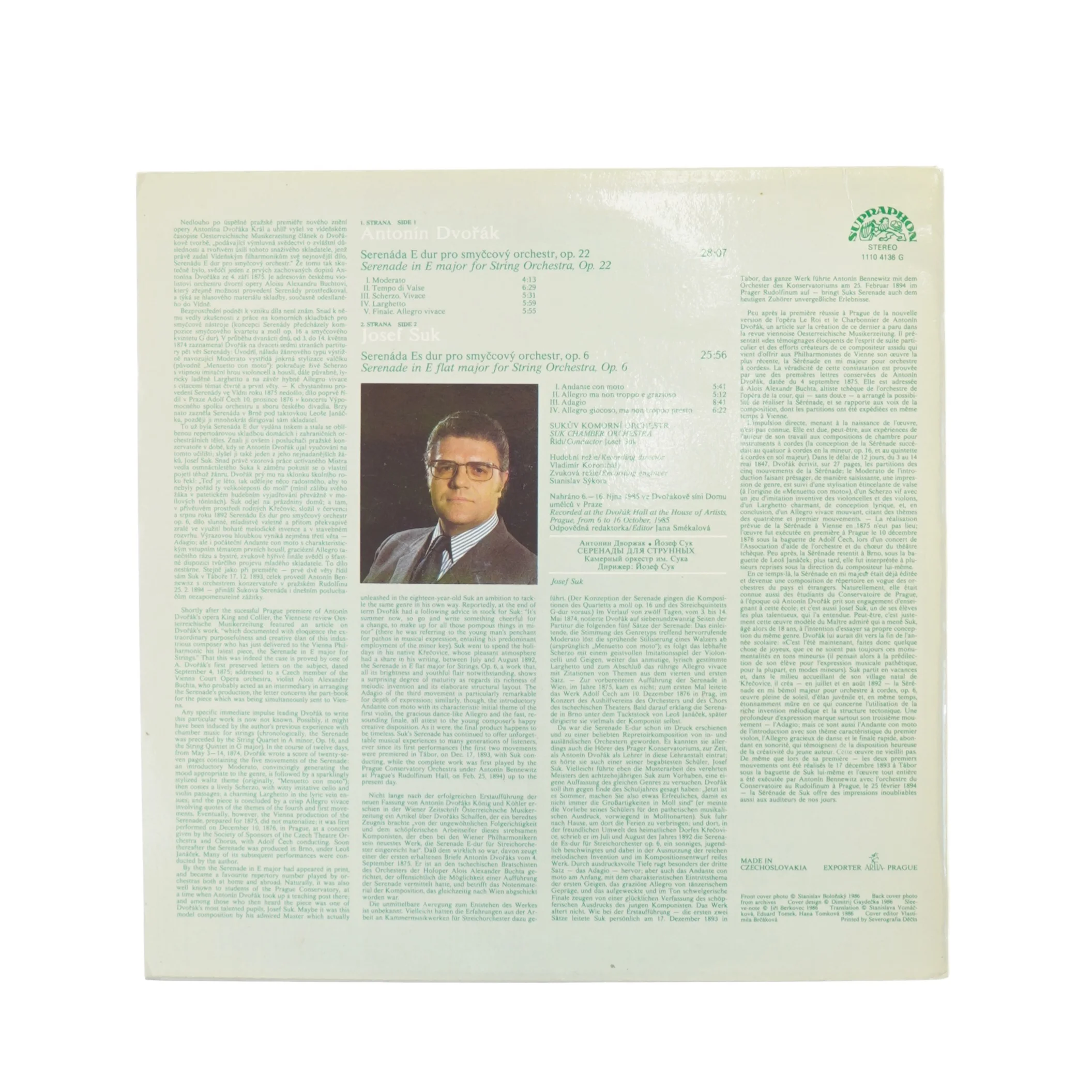 Antonín Dvořák, Suk chamber orchestra fra Suprahon (str. 30 cm)