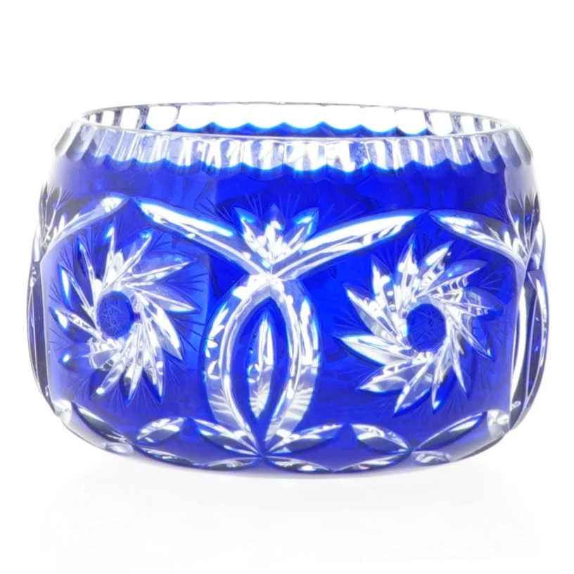 Blå krystalglas skål (str. 12 x 7,5 cm)