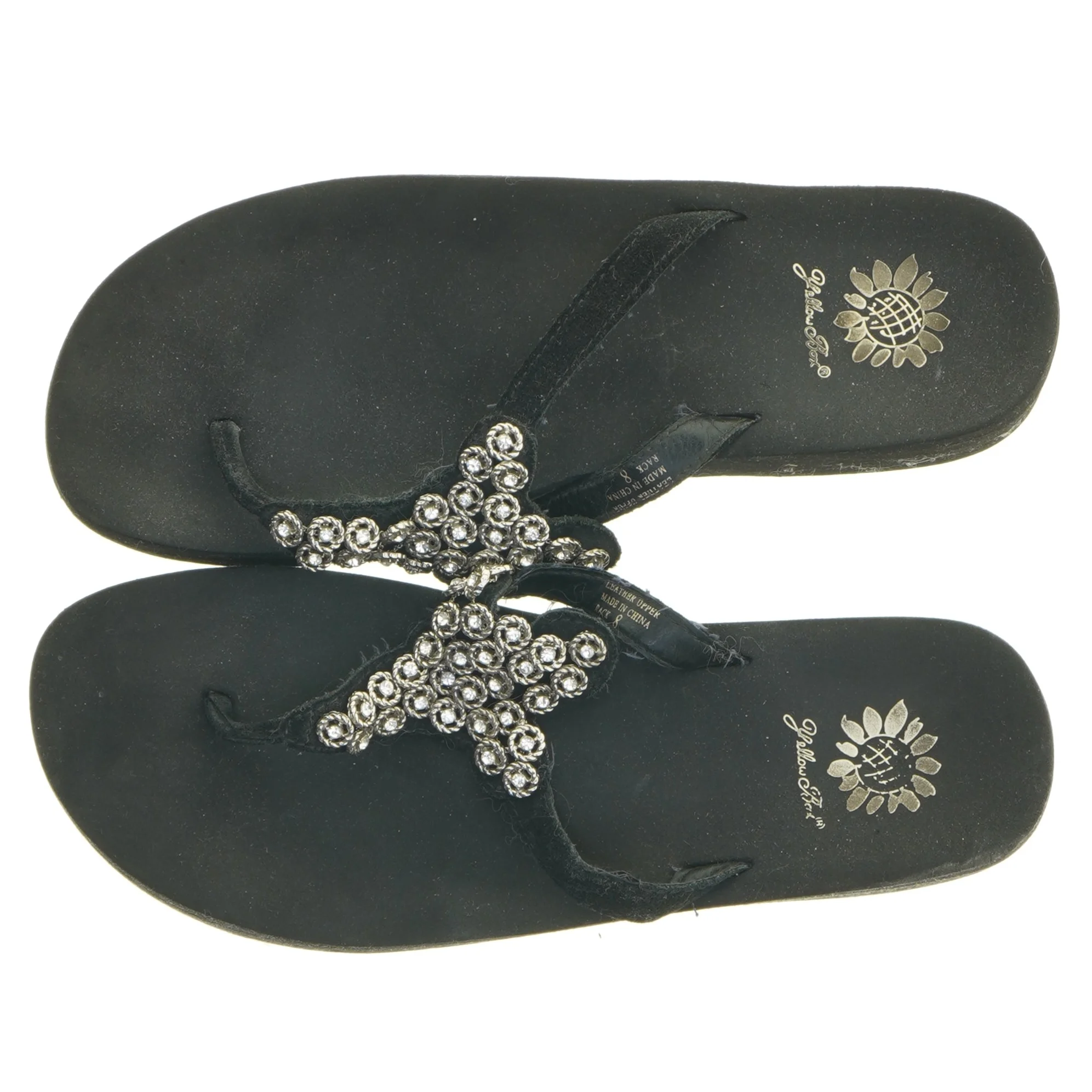 Sorte platform flip-flops med dekoration fra Yellowbox (str. Længde, 27 cm)