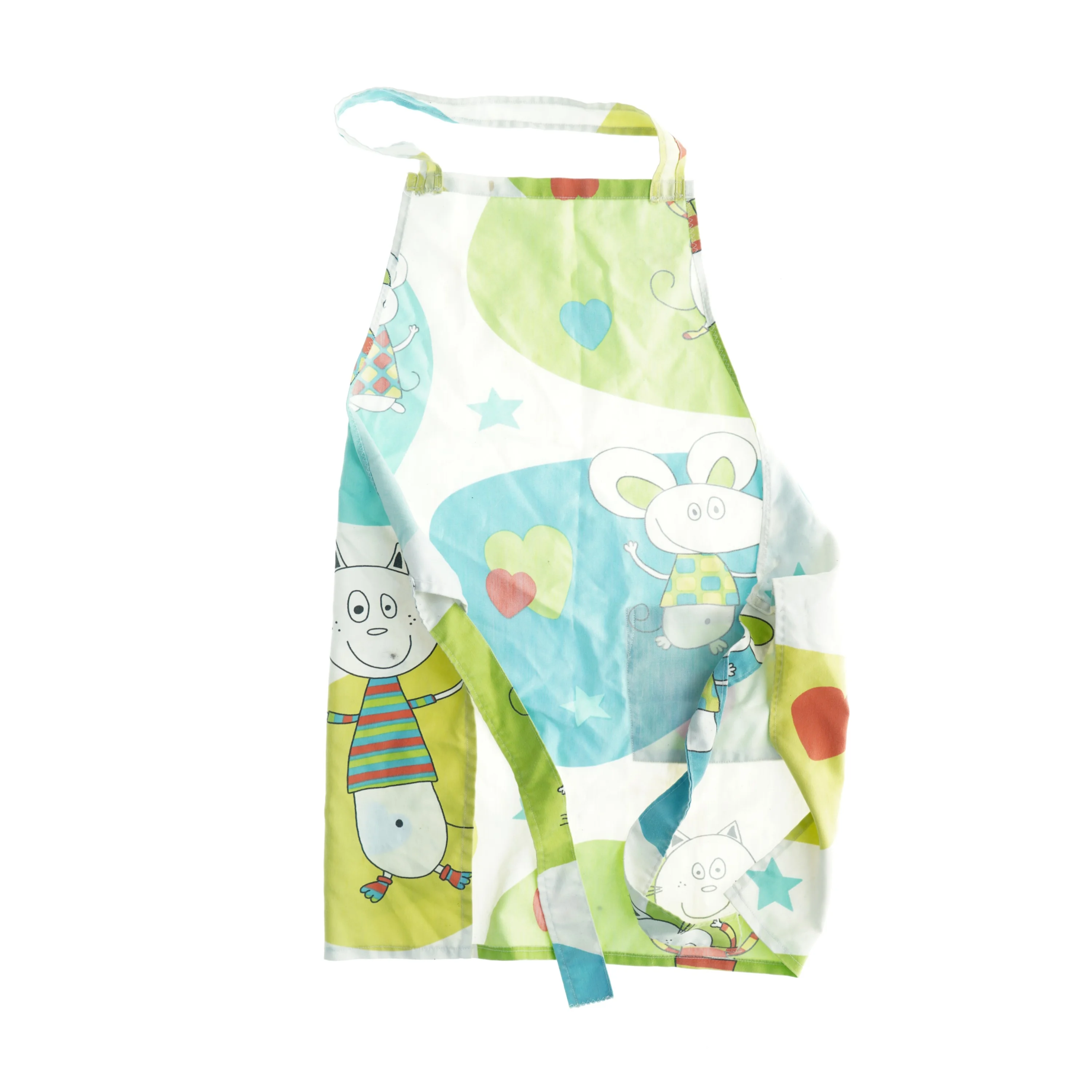 Børneforklæde med dyremotiver (str. 64 x 66 cm)