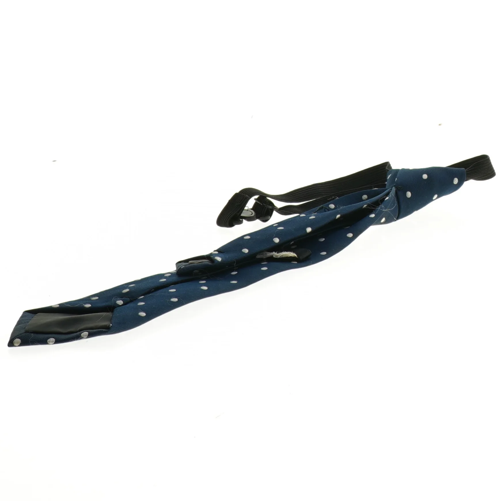 Mørkeblå slips til børn med prikker (str. 30 x 5 cm)