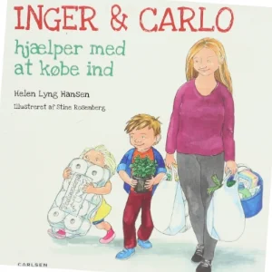 Børnebog 'Inger & Carlo hjælper med at købe ind' fra Carlsen