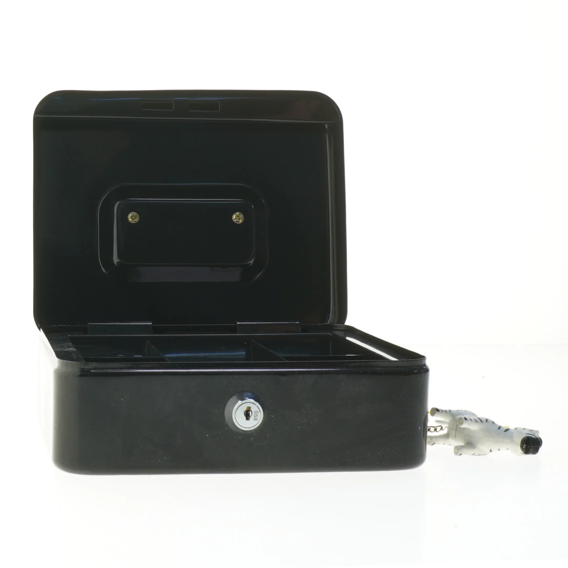 Sort pengekasse med nøgle (str. 20x16 cm)