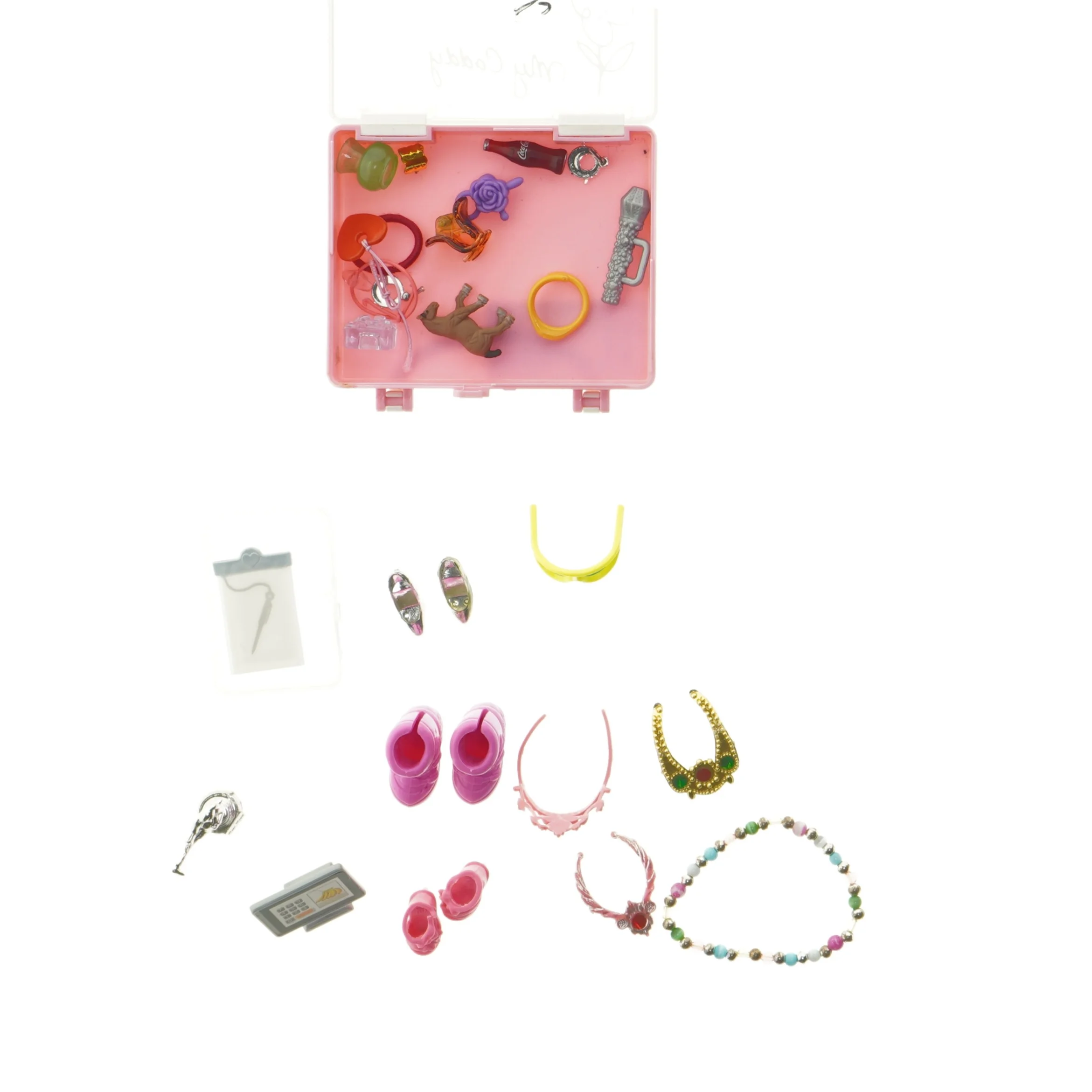 Dukketilbehørssæt med opbevaringskasse (str. 11 cm)