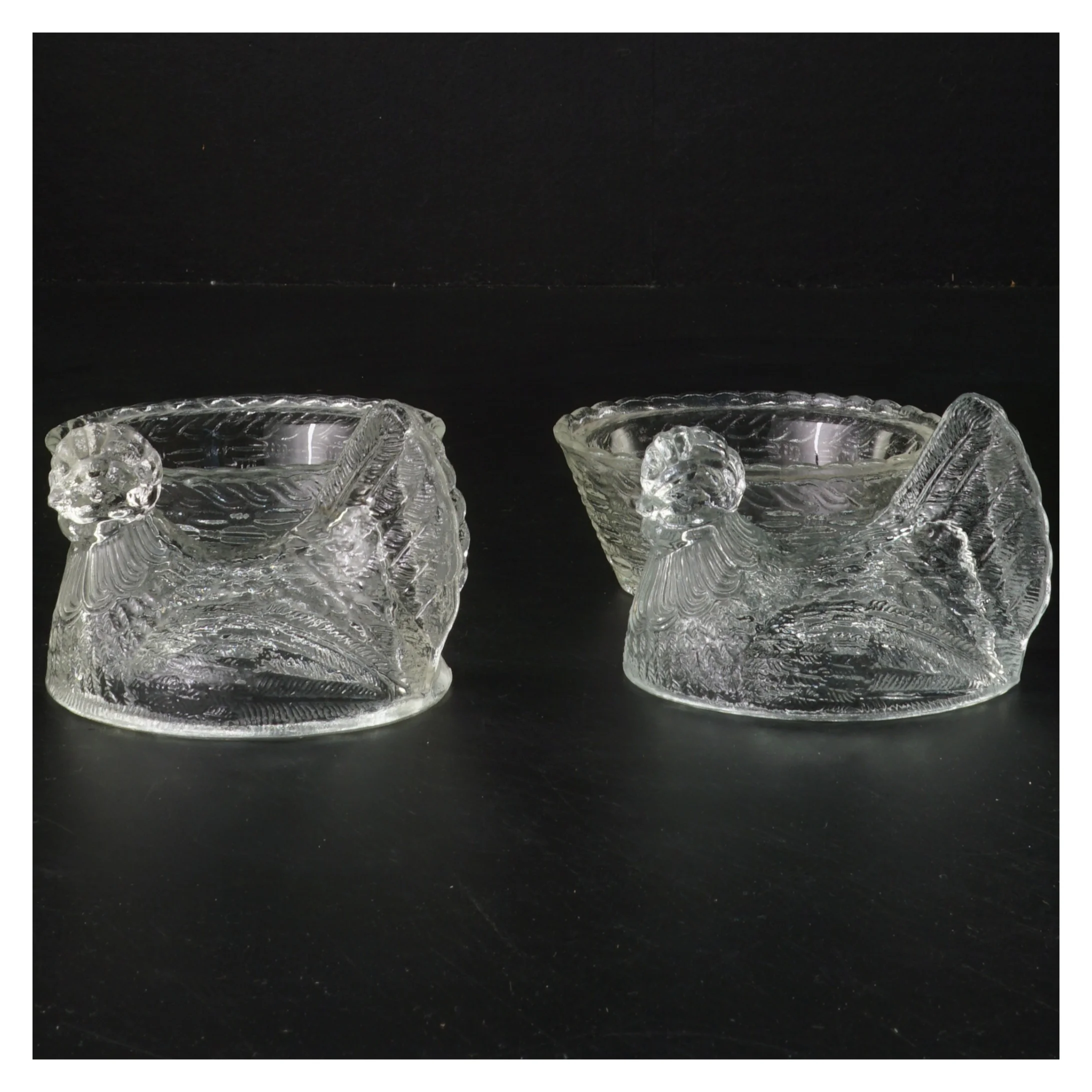 Glas høne skåle sæt (str. 10x9 cm)