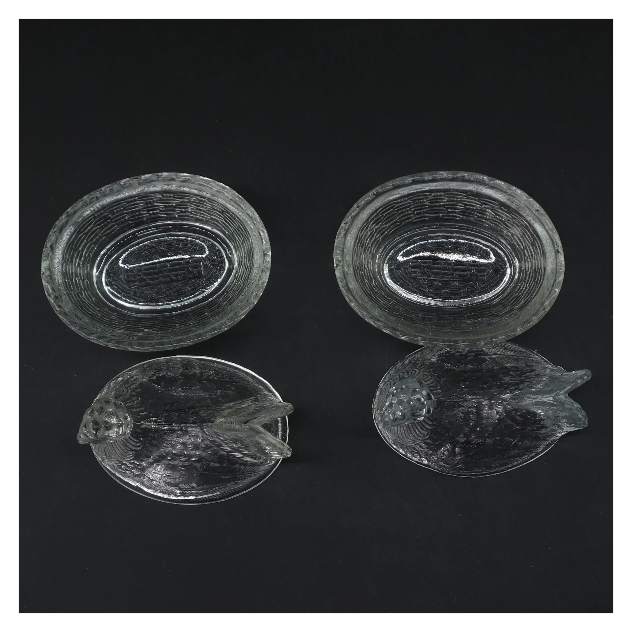 Glas høne skåle sæt (str. 10x9 cm)