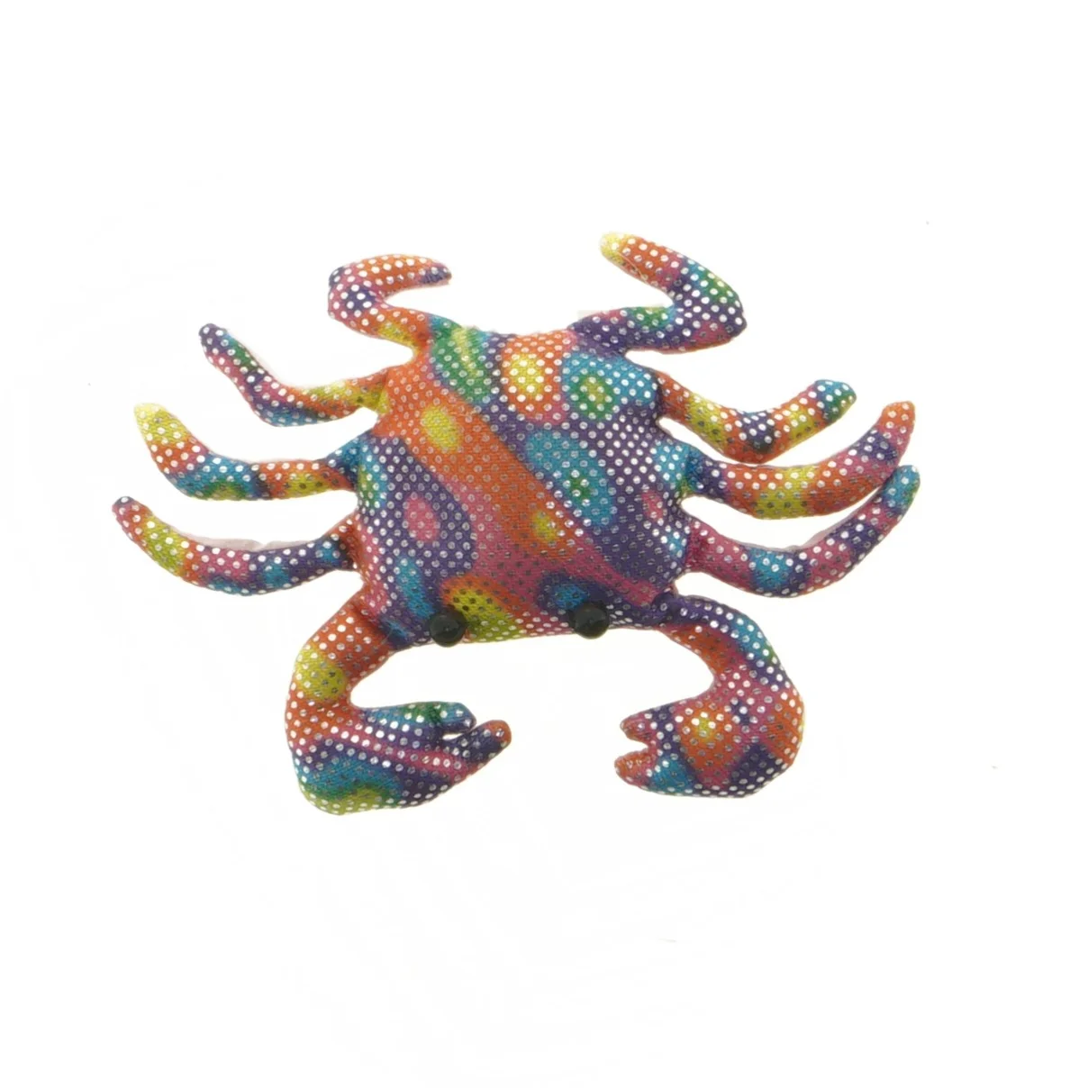 Farverig blød stofkrabbe (str. 13 x 9 cm)