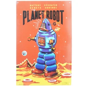 Metalskilt, Planet Robot fra Popcorn Posters (str. 43 x 28 cm)