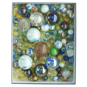 Samling af farvede glaskugler (str. Ø 1,5 cm til ø 4 cm)