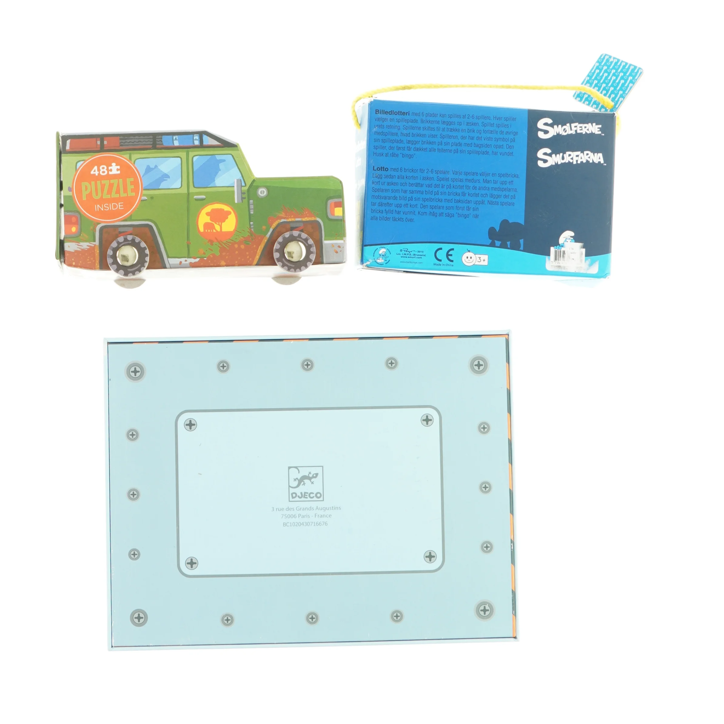 Djeco hammerbræt, Puslespilsbil og Billedlotteri