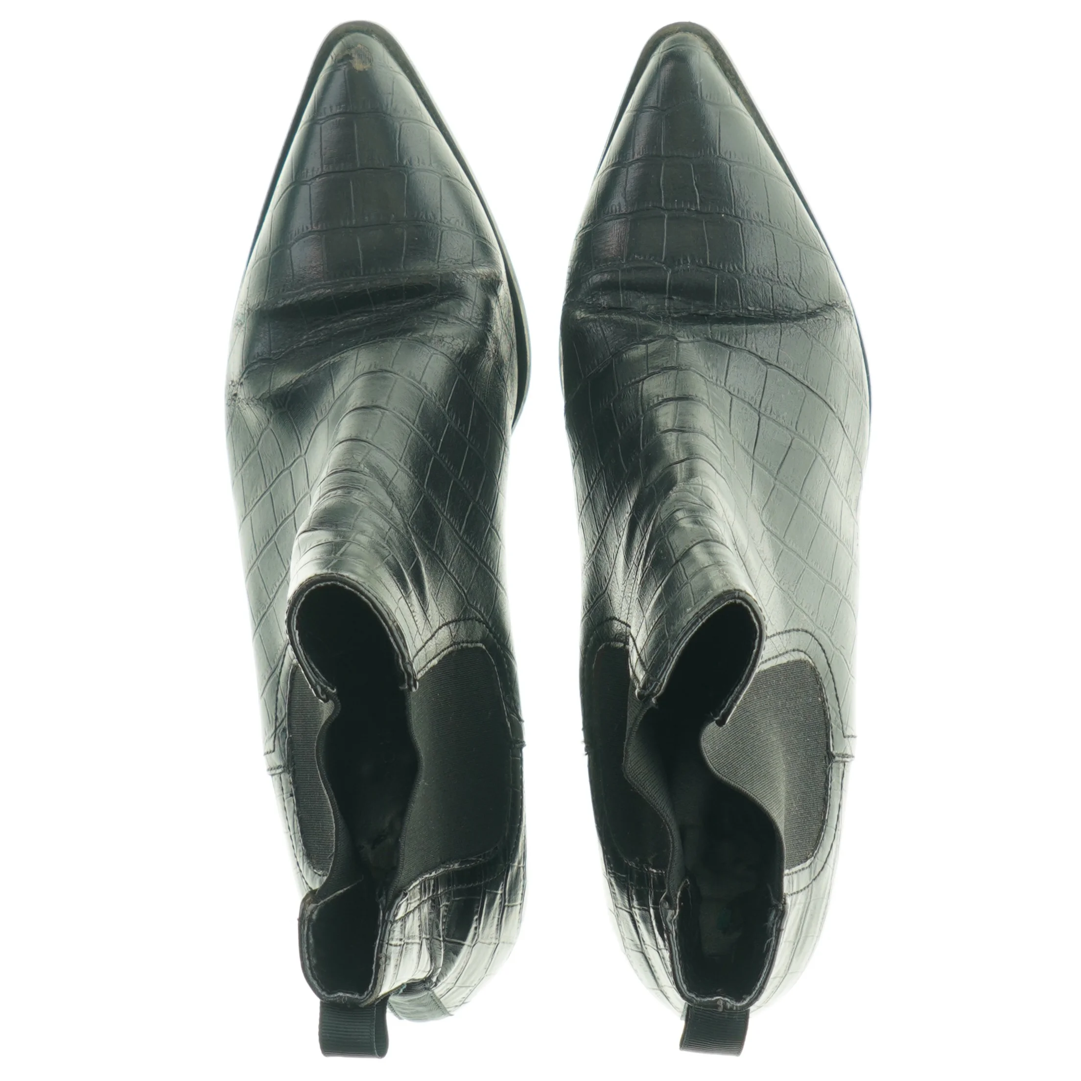 Sorte ankelstøvler i krokodille look fra New Look (str. 40)