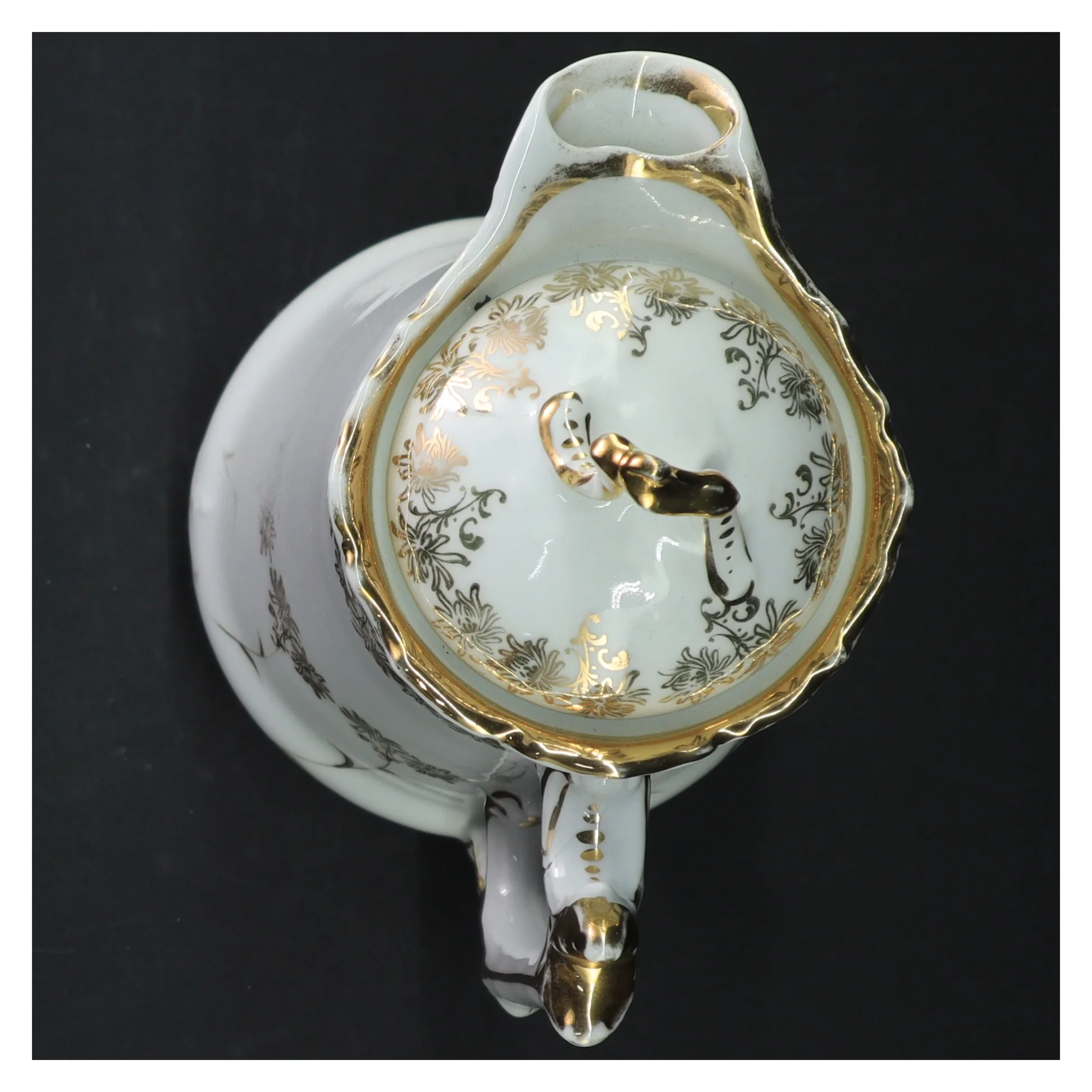 Porcelænskande med gulddetaljer (str. 24,5 cm)