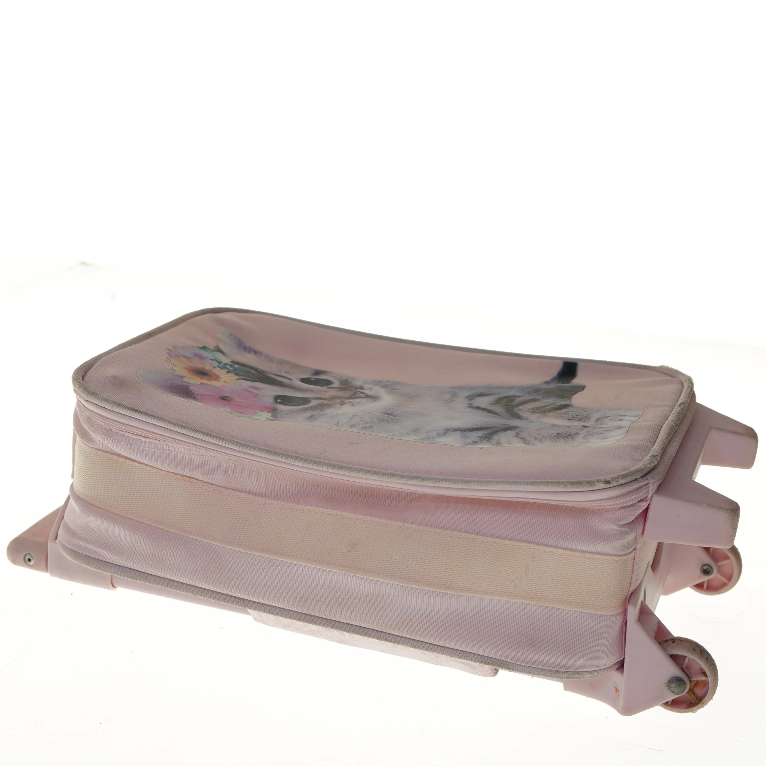 Lyserød børnekuffert med kattemotiv fra H&M (str. 41,5x23,5 cm)