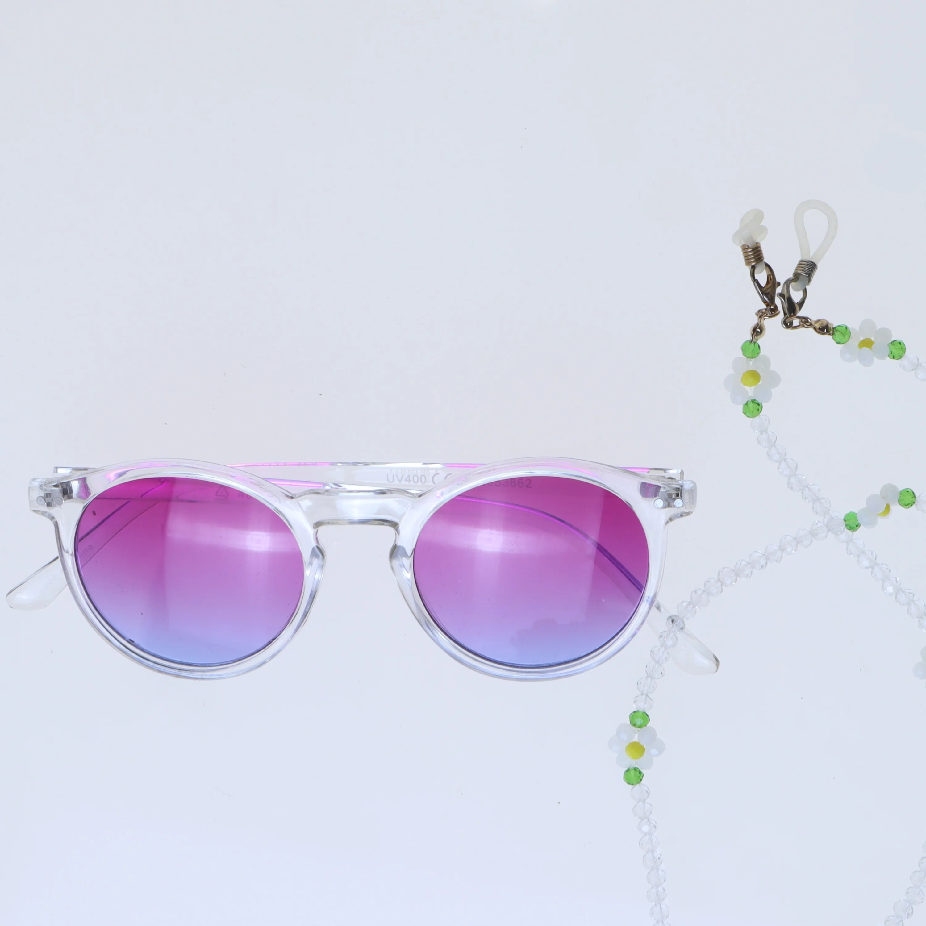 Solfarvede solbriller med brillestrop (str. 13 cm og 68 cm)