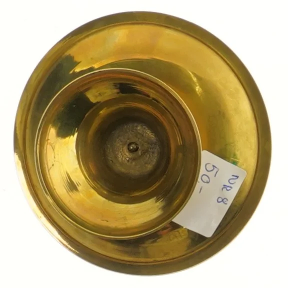 Antik messing lysestage (str. Ø 11 cm)