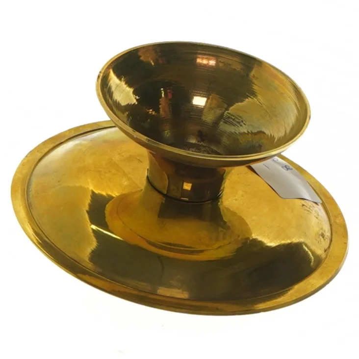 Antik messing lysestage (str. Ø 11 cm)