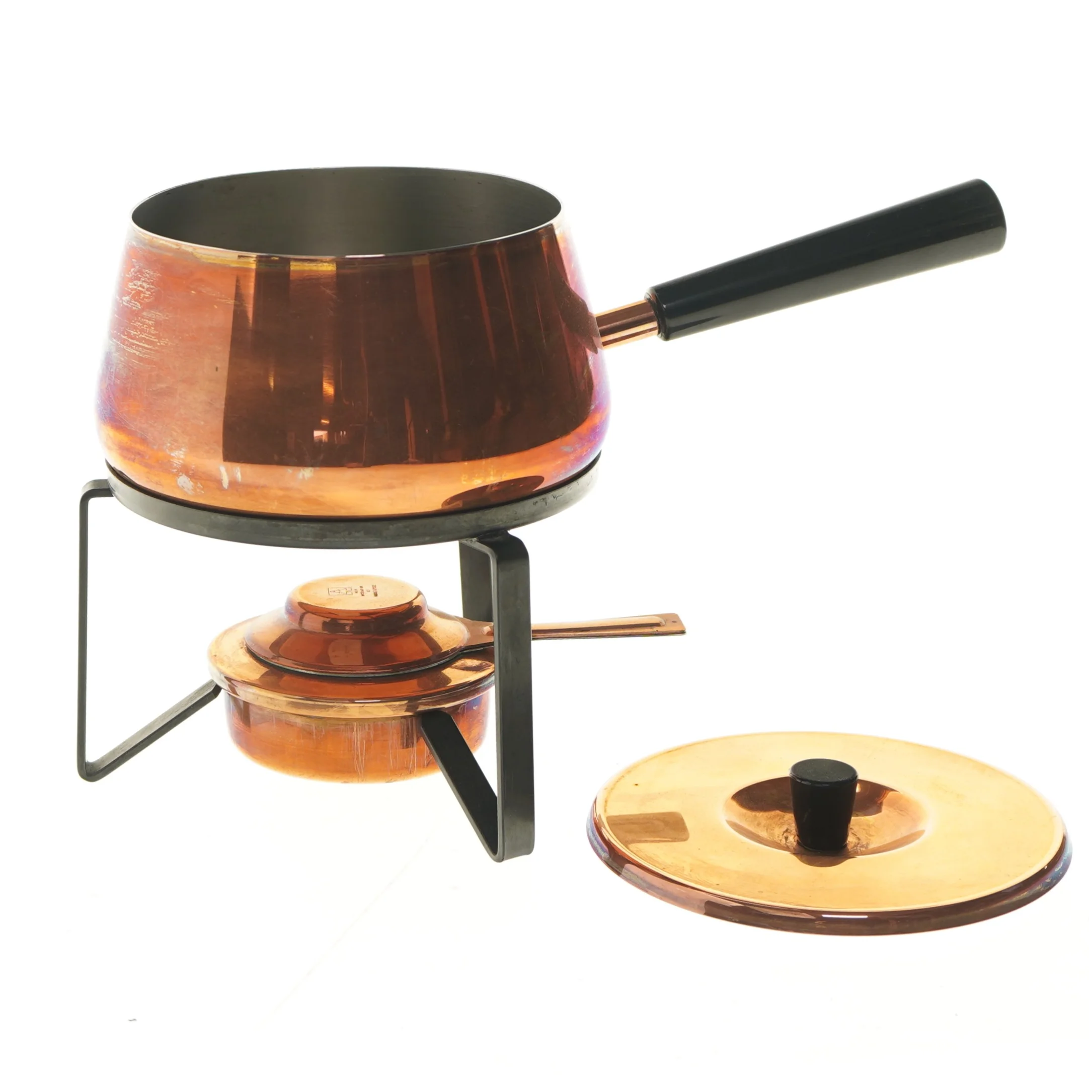 Fondue sæt i kobber (str. Ø 16 cm)