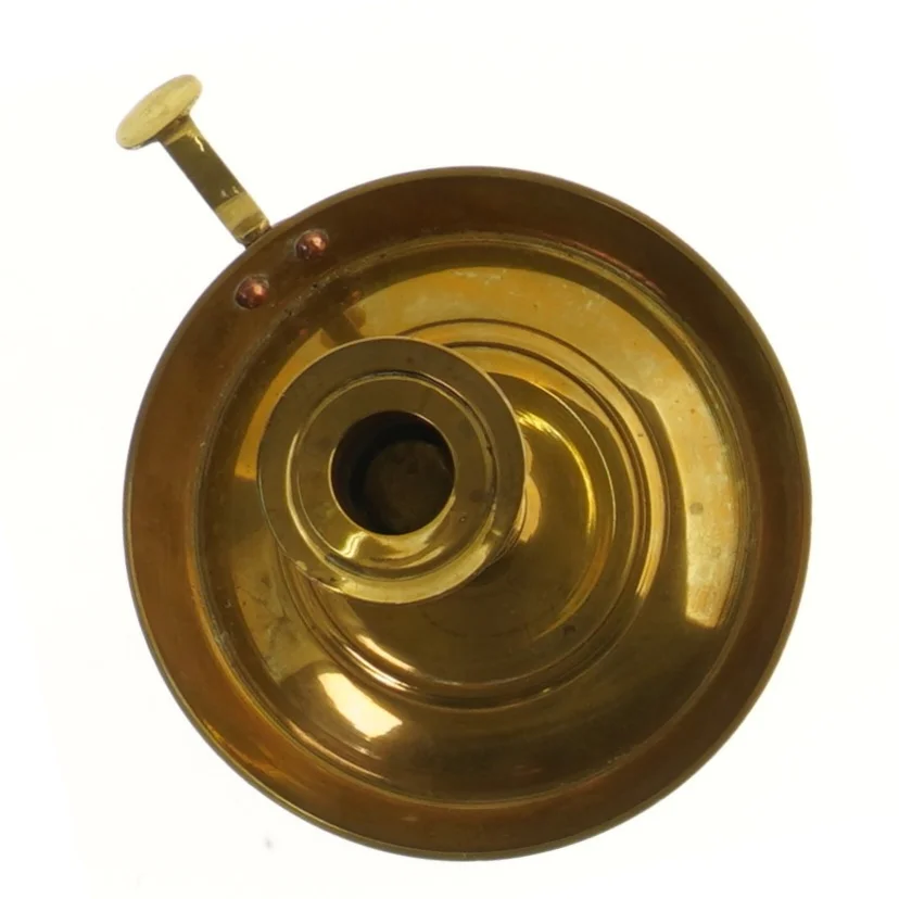 Messing lysestage med håndtag (str. ø 13,5 cm, 12 cm)