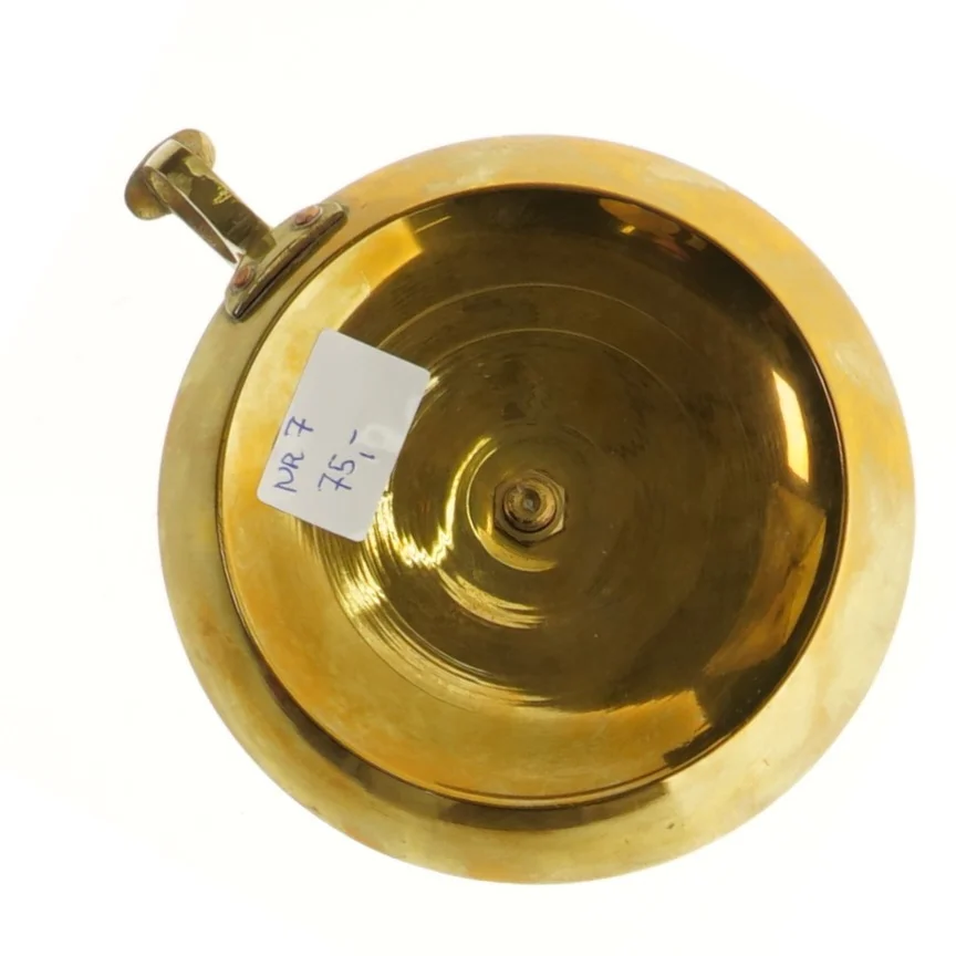 Messing lysestage med håndtag (str. ø 13,5 cm, 12 cm)