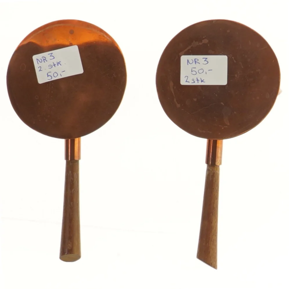 Kobber kaffekander med træhåndtag (str. Ø 9 cm)