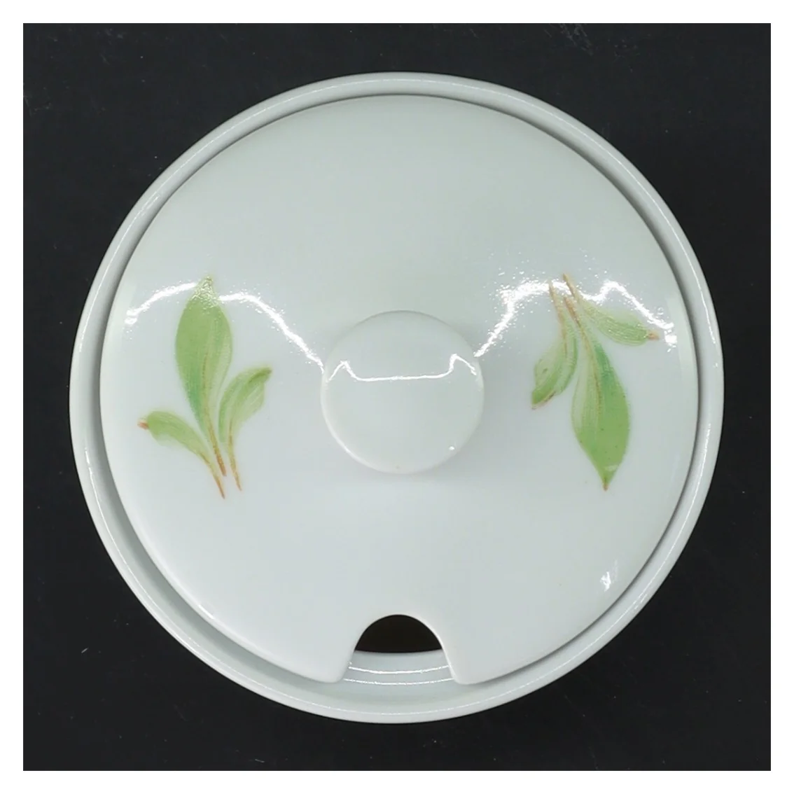 Marmeladekrukke med låg fra Lyngby (str. Ø 10 cm længde 8,5 cm)