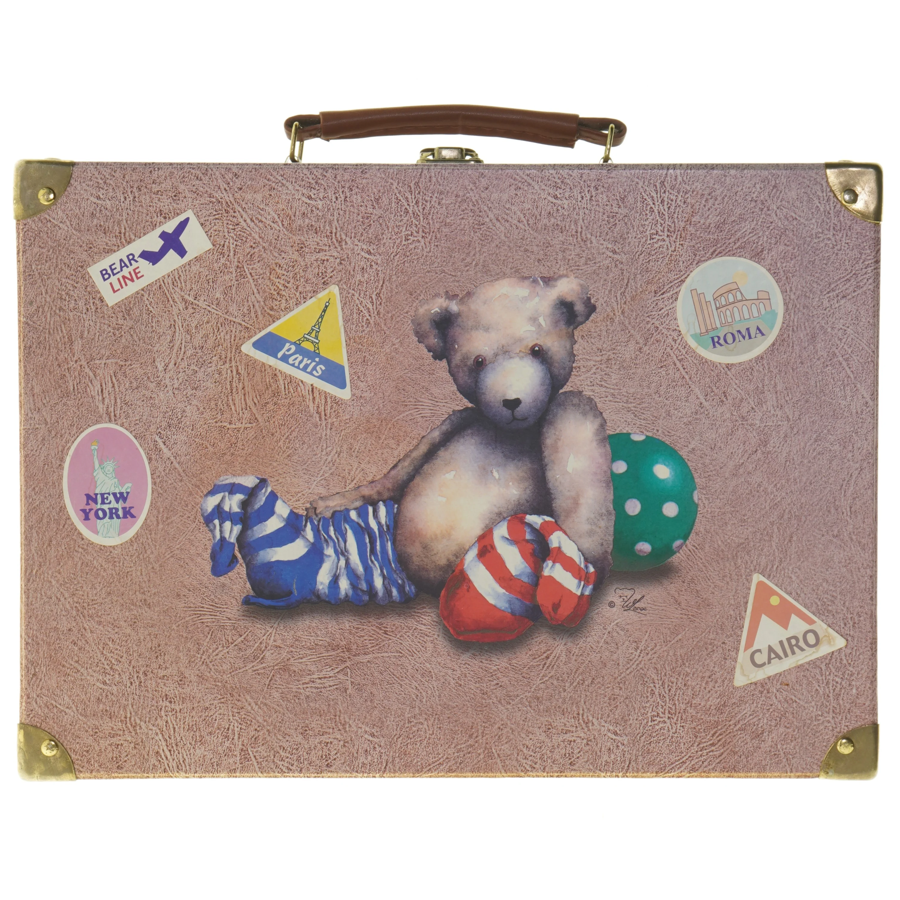 Børnekuffert med bamsemotiv (str. 36x26 cm)