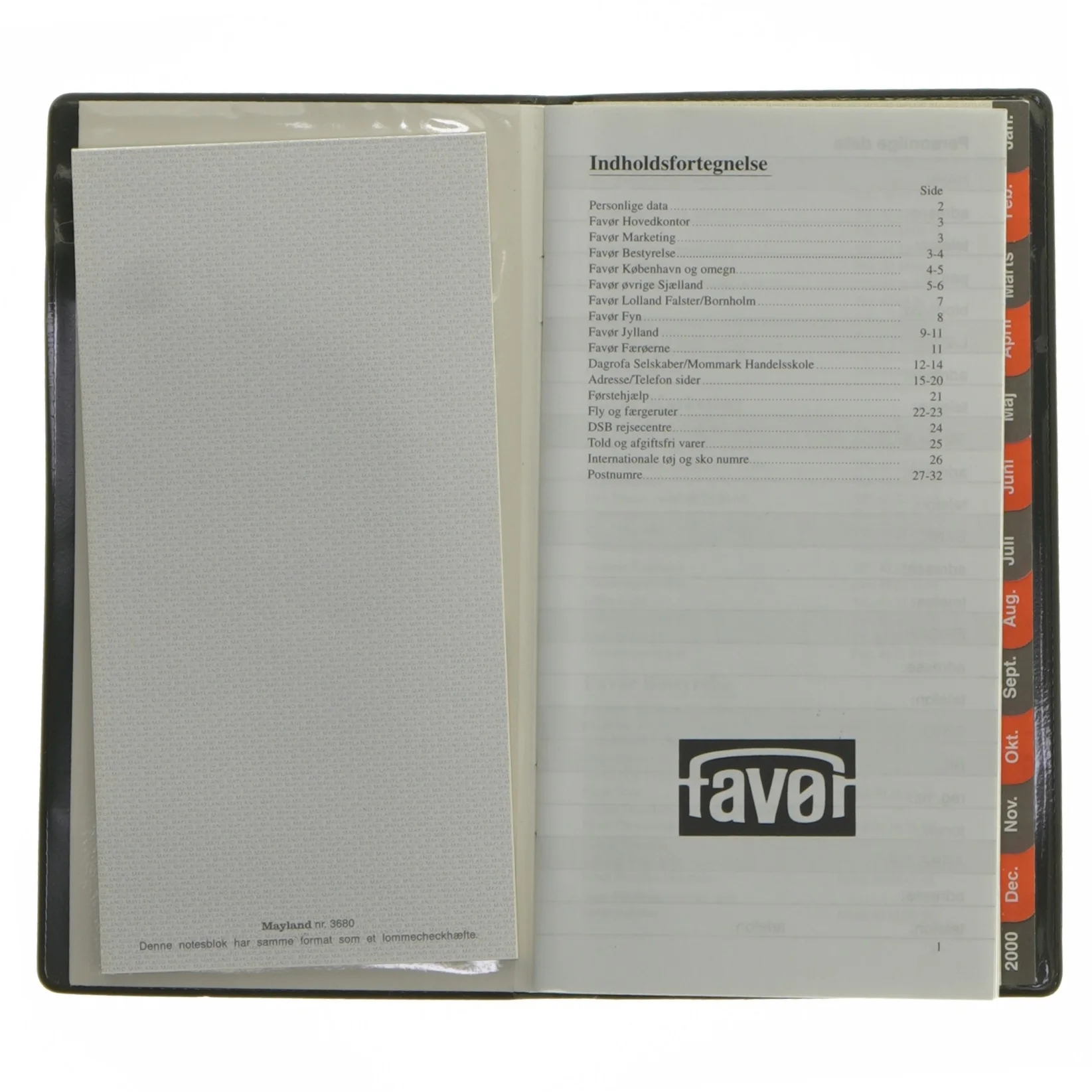 Kalender 1999 fra Favor (str. 17,5x10 cm)