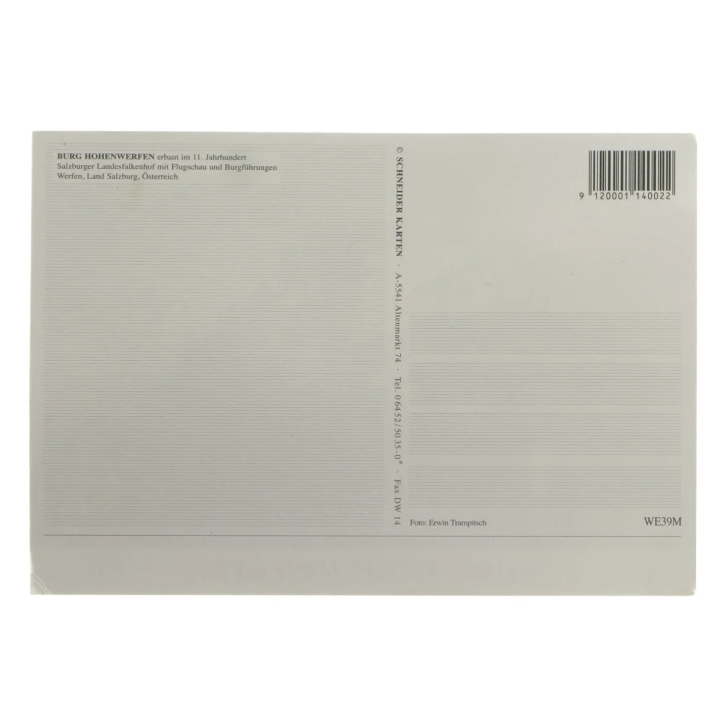 Postkort med Burg Hohenwerfen (str. 17x12 cm)