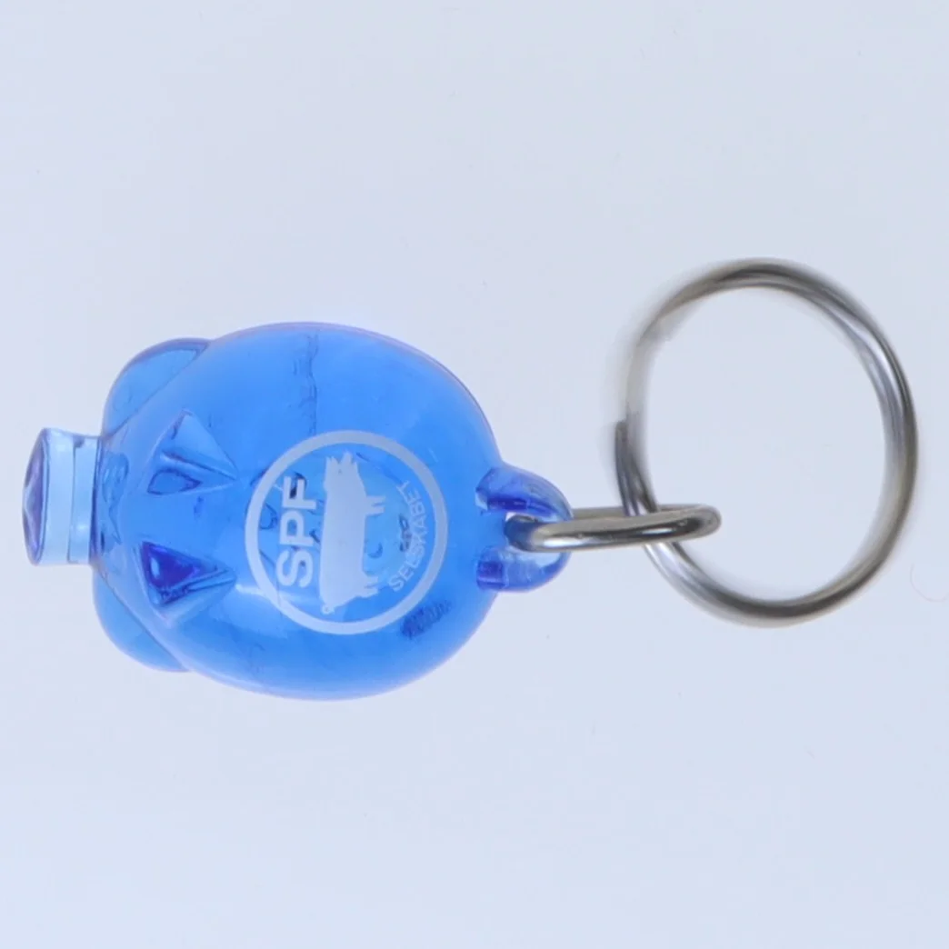 Blå grise formet nøglering (str. 3,5 cm)