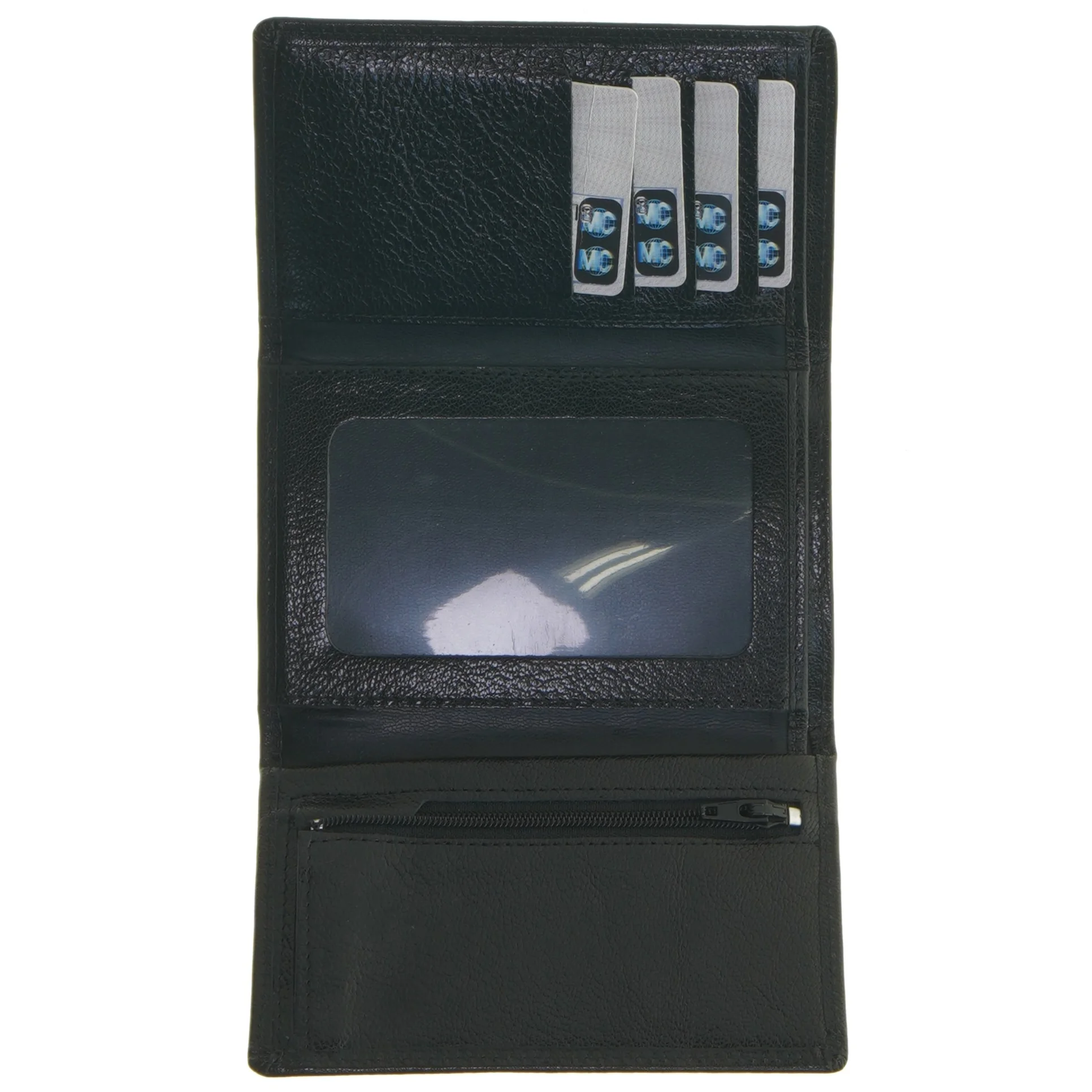 Sort læderpung (str. 14,5x9,5 cm)