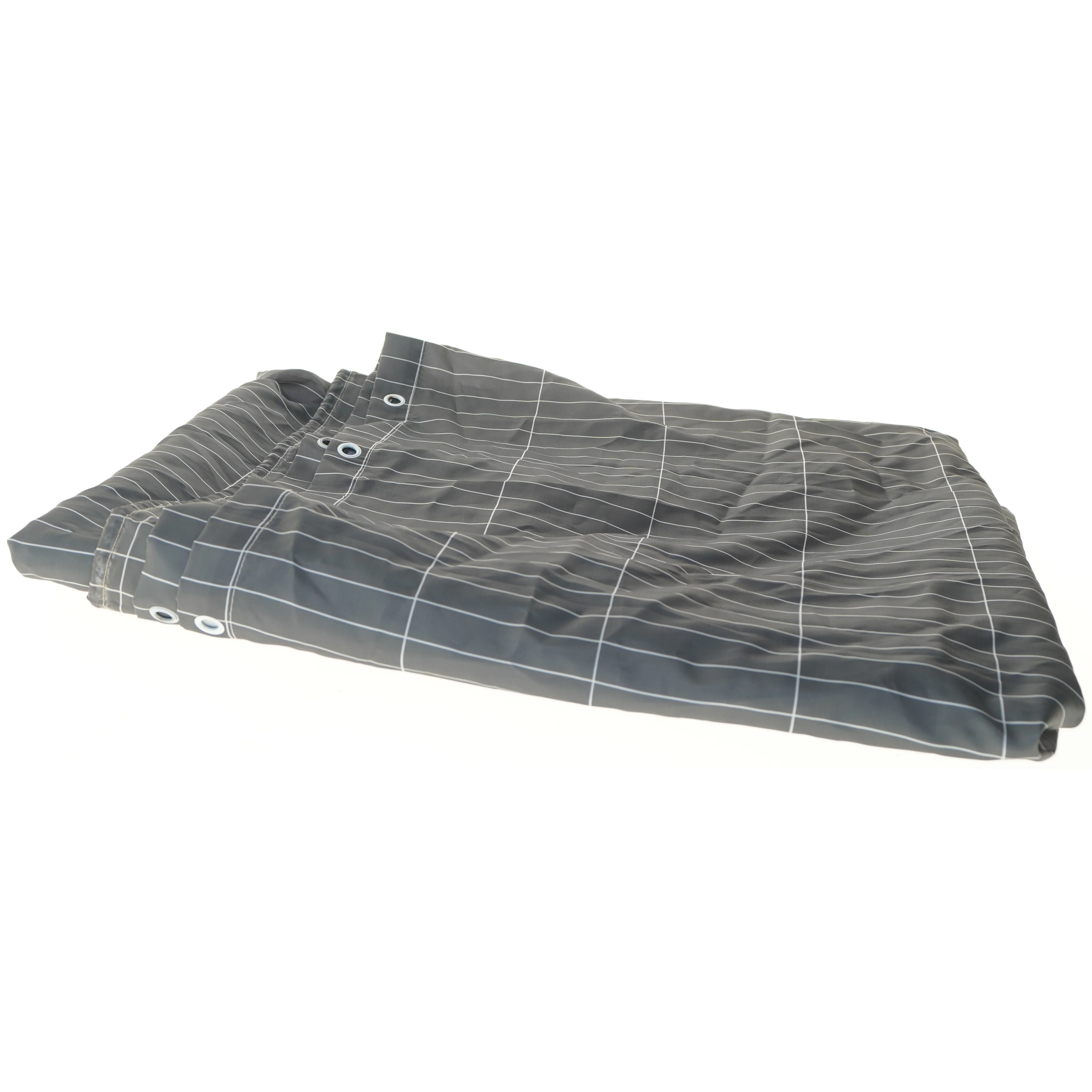 Mørke gråt gardin med hvide linjer (str. 200x180 cm)