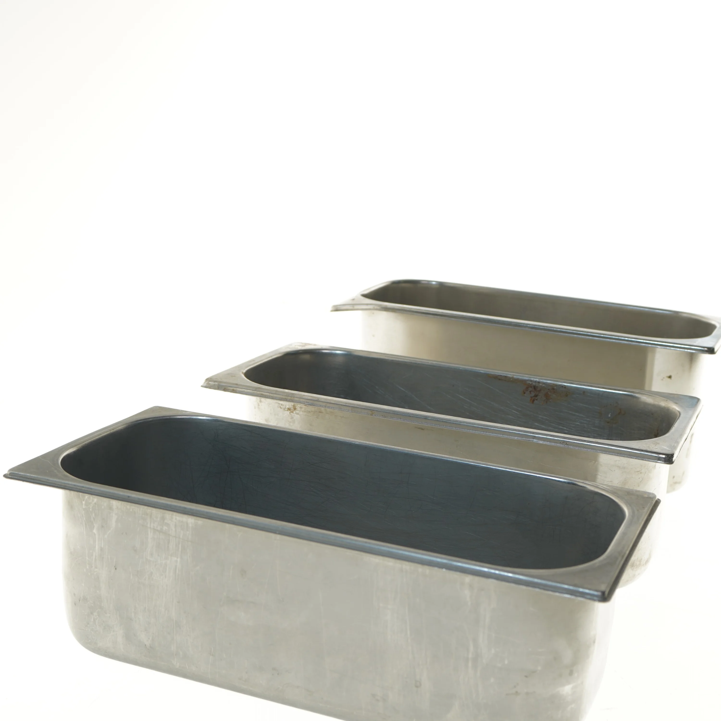 Rustfri stål køkkenbeholdere (str. 36x17x12 og 36x17x14 cm)