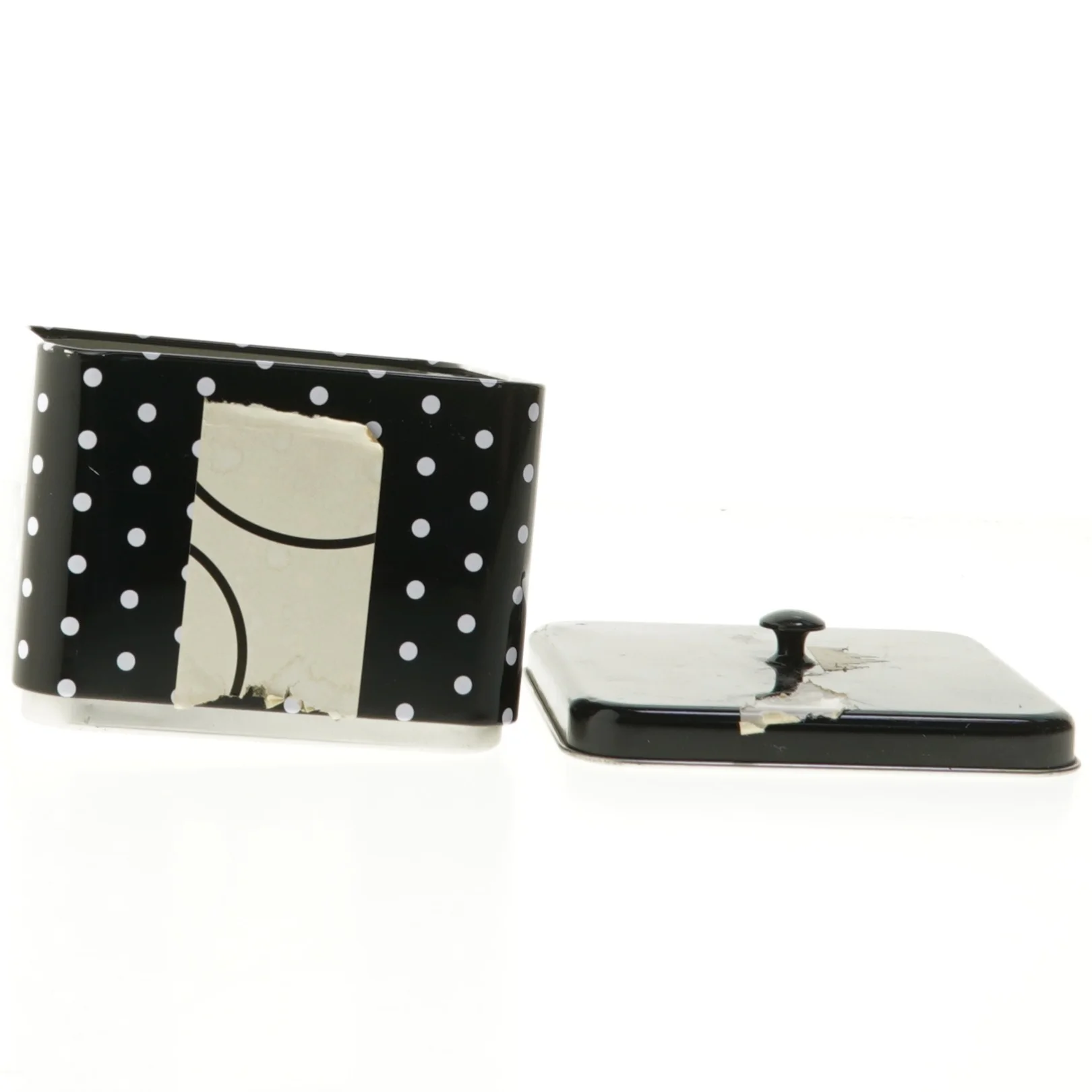 Sort prikket dåse (str. 11x11 cm)