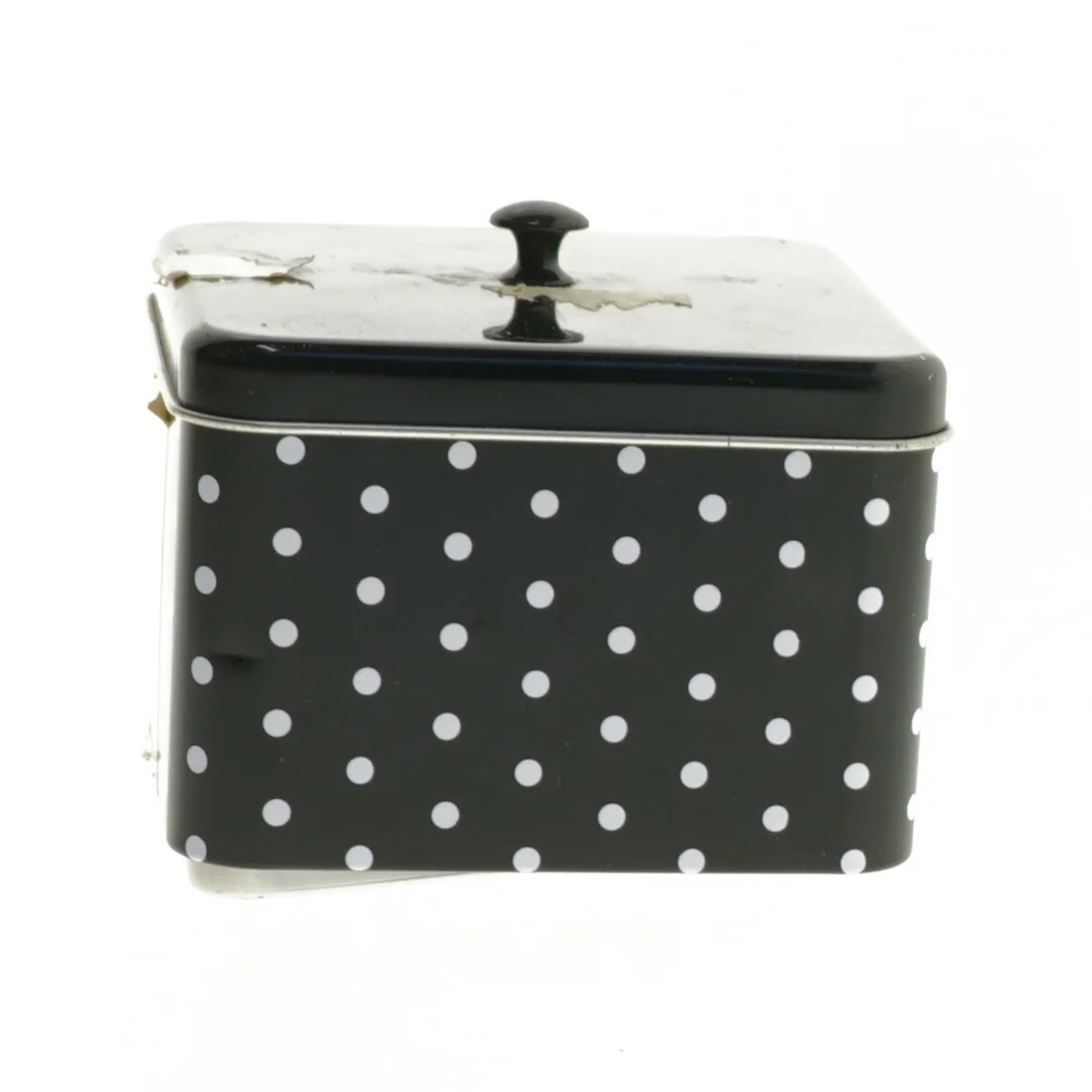 Sort prikket dåse (str. 11x11 cm)