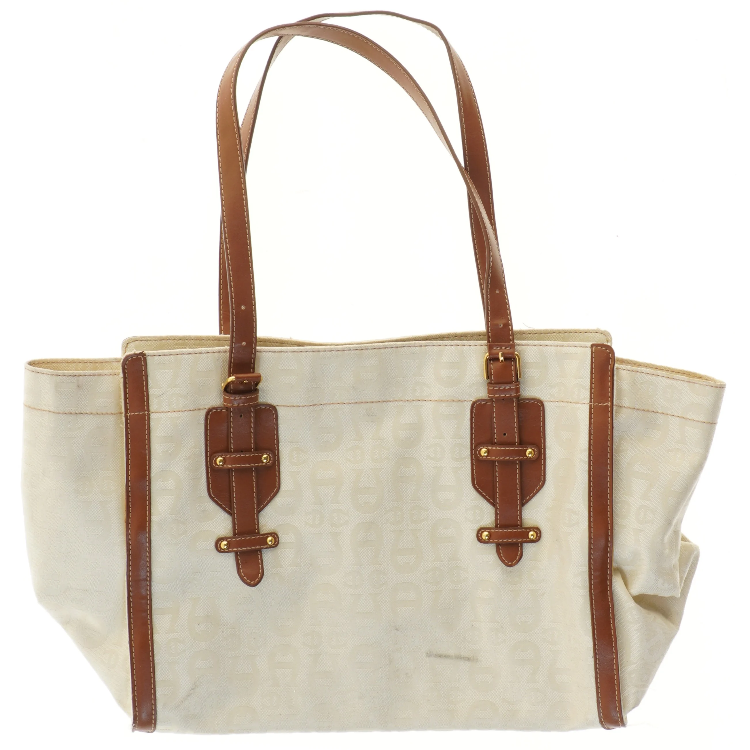 Hvid canvas skuldertaske fra Etienne Aigner (str. 48x27 cm)