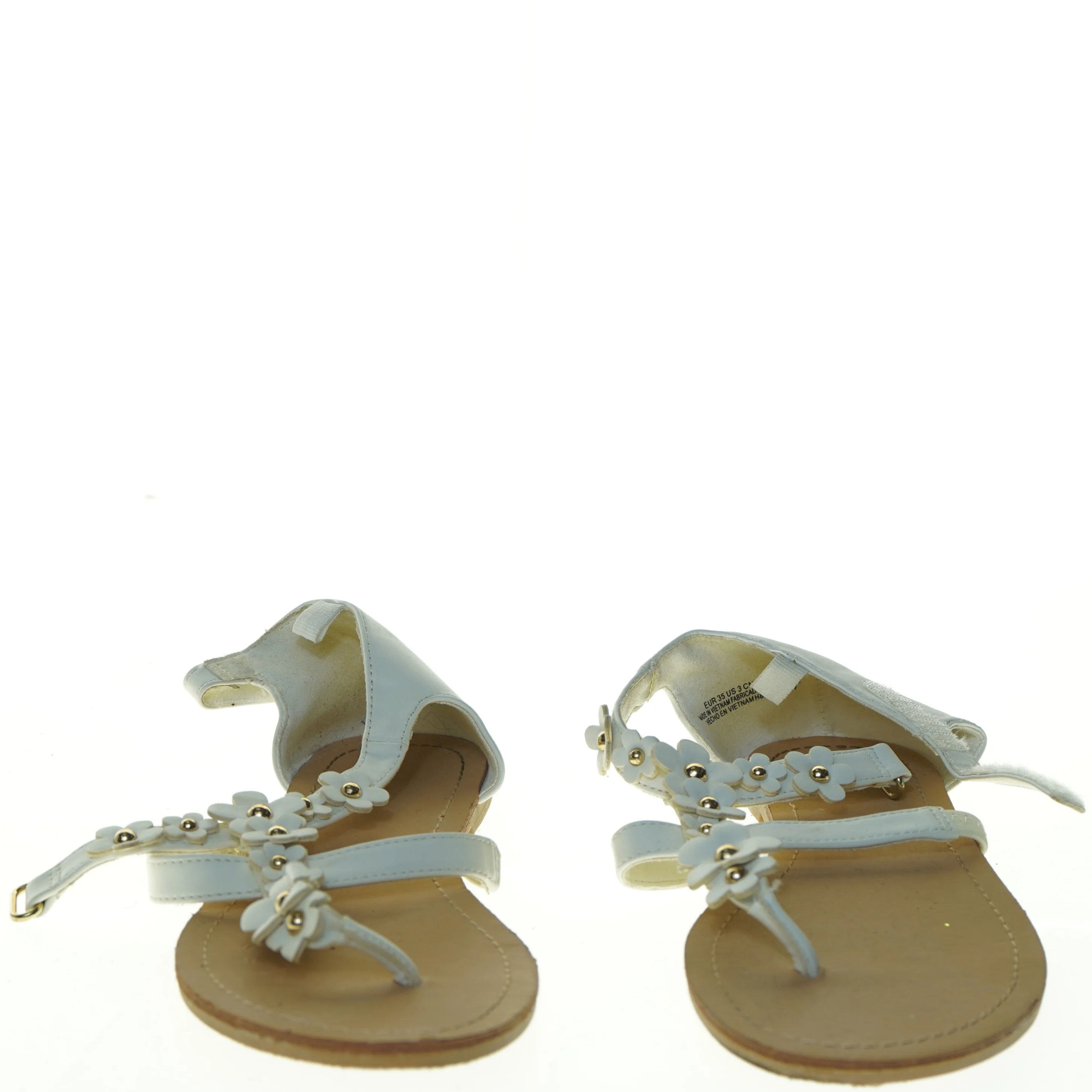 Hvide sandaler med blomsterdetaljer (str. 35)